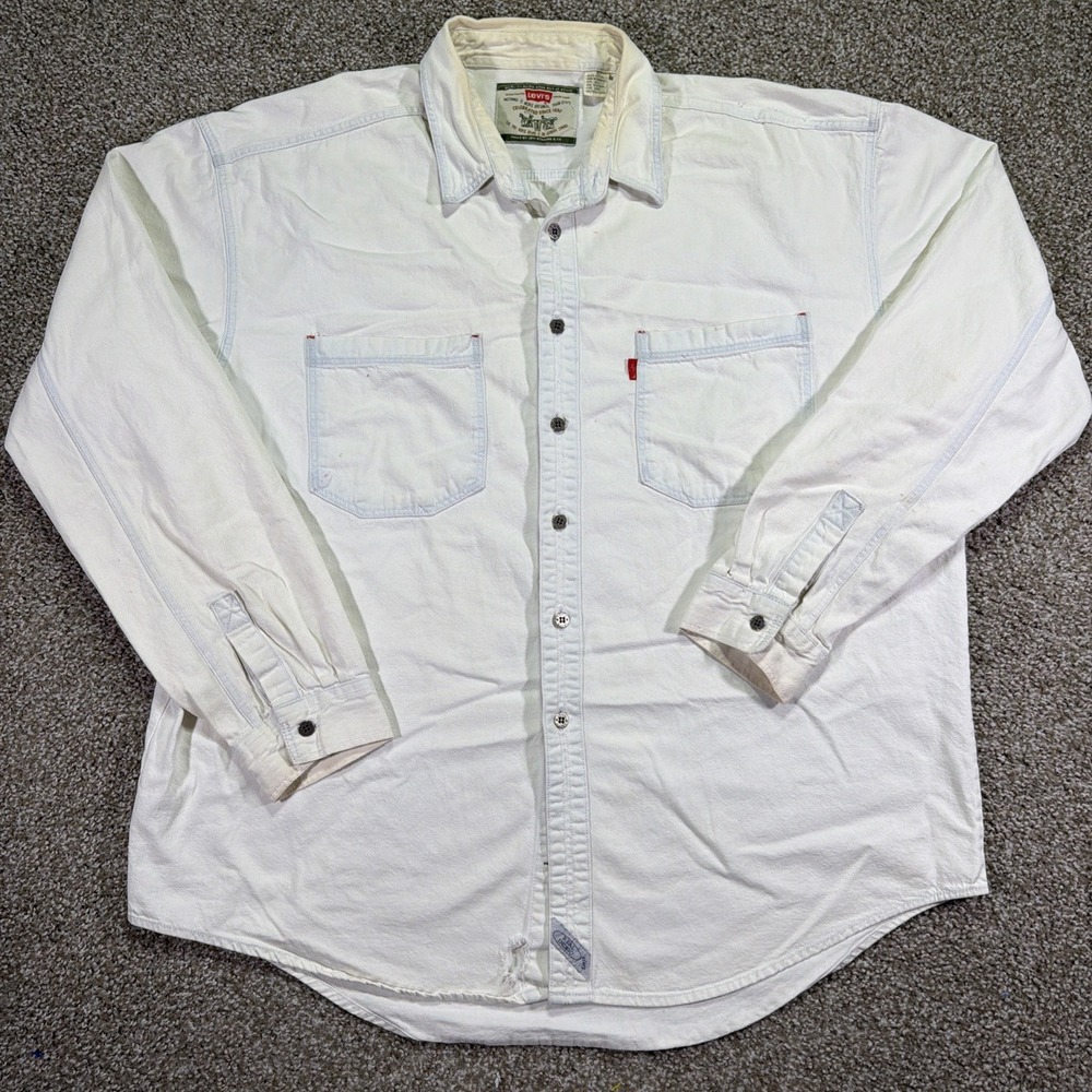 Vintage Levi's Real Indigo Button Up XL Super Faded Distressed Originally Blue